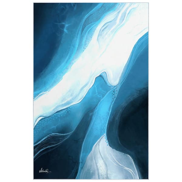 Empire Art Direct Blue 5' x 8' Ethereal Iceberg Washable Abstract Art Area Rug Power-loomed Heavenly Softness with Non-Slipping Backing
