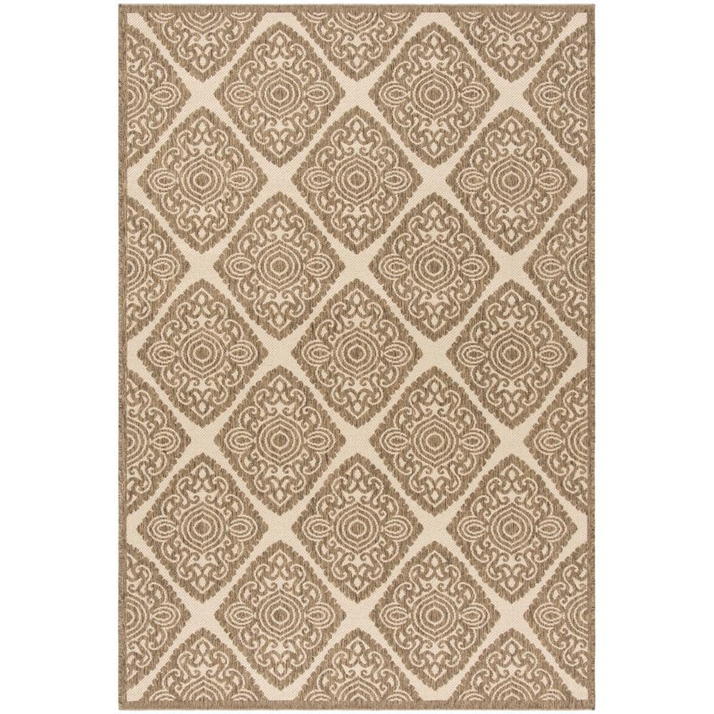 Cream and Beige Non-slip Stain-resistant Indoor Outdoor Rug