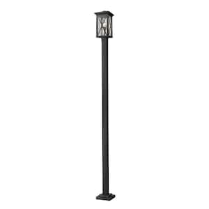 Brookside 1-Light Black 112.75 in. Aluminum Hardwired Outdoor Weather Resistant Post Light Set with No Bulb Included