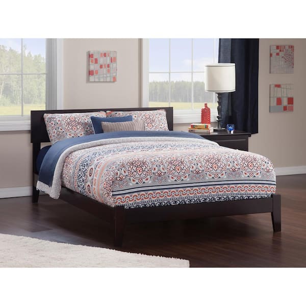 AFI Orlando Espresso Full Solid Wood Frame Low Profile Platform Bed with Attachable USB Device Charger