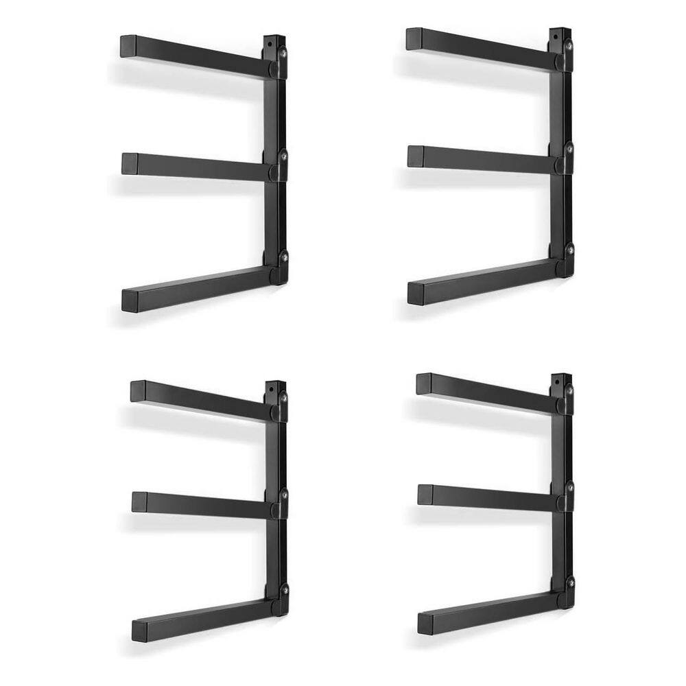 Wall Mount 3-Level Black Metal Lumber Storage Rack Heavy-Duty Organizer with Hardware for Garage Shed 4 Pack price history on PriceWatchPro