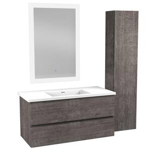 39 in. W x 18 in. D x 20 in. H Bath Vanity Set in Rich Gray with Vanity Top in White with One White Basin and Mirror