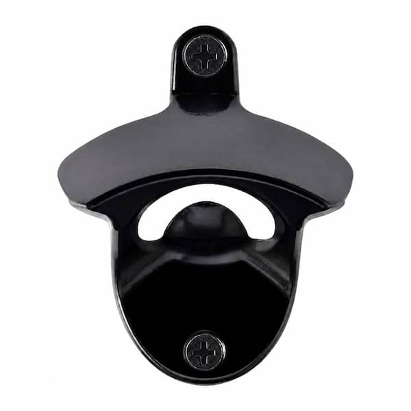 Black Rustproof Magnetic Wall-Mounted Metal Bottle Opener with Dual Neodymium Magnets for Cap Catching