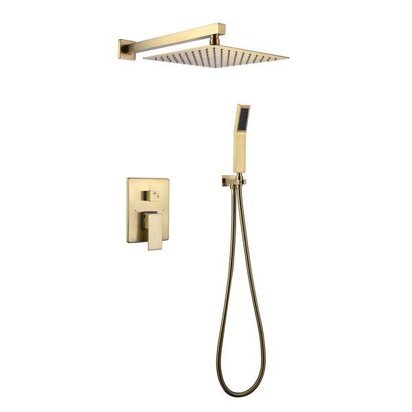 Tomfaucet Single Handle 2-Spray Patterns Shower Faucet 1.8 GPM with High Pressure Hand Shower in. Brushed Gold