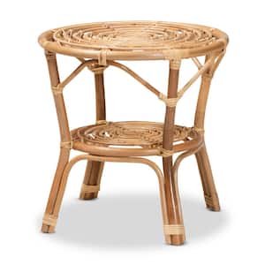 Cariel 21.5 in. Natural Round Rattan Top Coffee Table