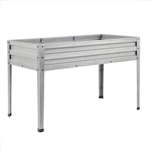 46 in. x 24 in. x 32 in. Steel Galvanized Raised Garden Bed with Legs Drainage Holes for Flowers Sliver