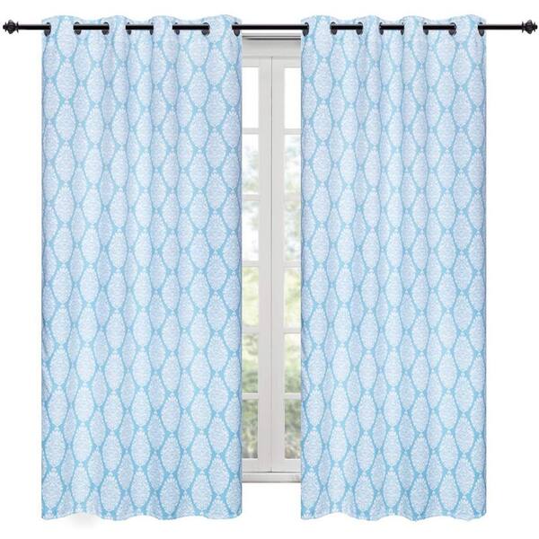 Pro Space Blackout Curtains Thermal, Blue Patterned Curtains
