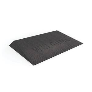 TRANSITIONS 25 in. L x 43 in. W x 2.5 in. H Angled Entry Door Threshold Welcome Mat, Black, Rubber