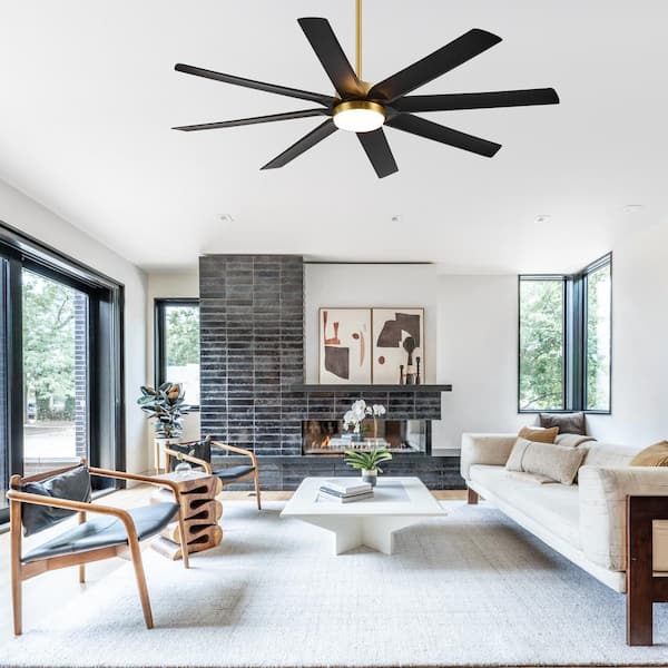 Arthur 70 in. Integrated LED Indoor Black-Blade Gold Ceiling Fans with Light and Remote Control Included