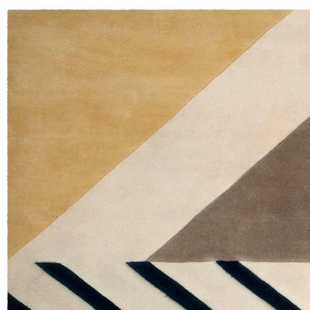 Ivory Geometric Hand Tufted Wool 8' x 10' Area Rug