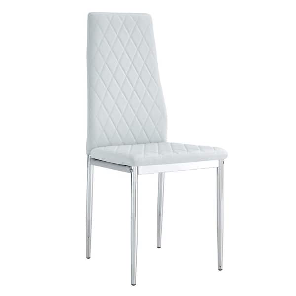 Modern Light Gray PU Leather Seat Dining Chairs (Set of 6) for Kitchen, Living, Dining Room