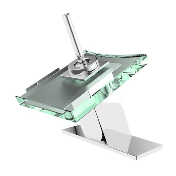 HOMEMYSTIQUE Single Handle Single Hole Bathroom Faucet with Deckplate Included and Supply Lines in Chrome