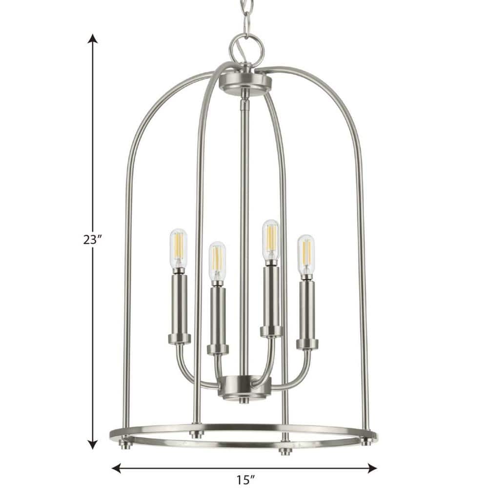 Leyden Brushed Nickel 4-Light Farmhouse Foyer Pendant