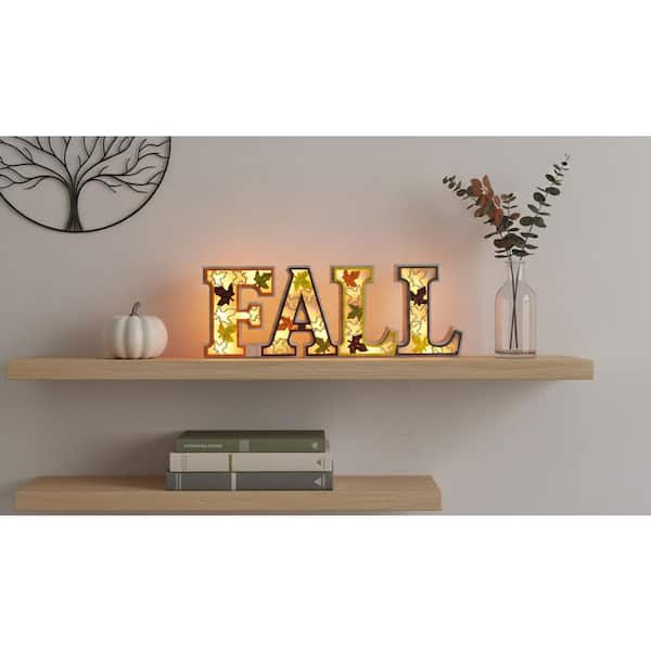 Orange Rustic Lighted Fall Decor Sign LED Maple Leaf Autumn Table Centerpiece