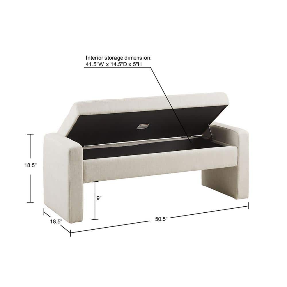 Gillian Cream Upholstered Storage Bench with Flip Top