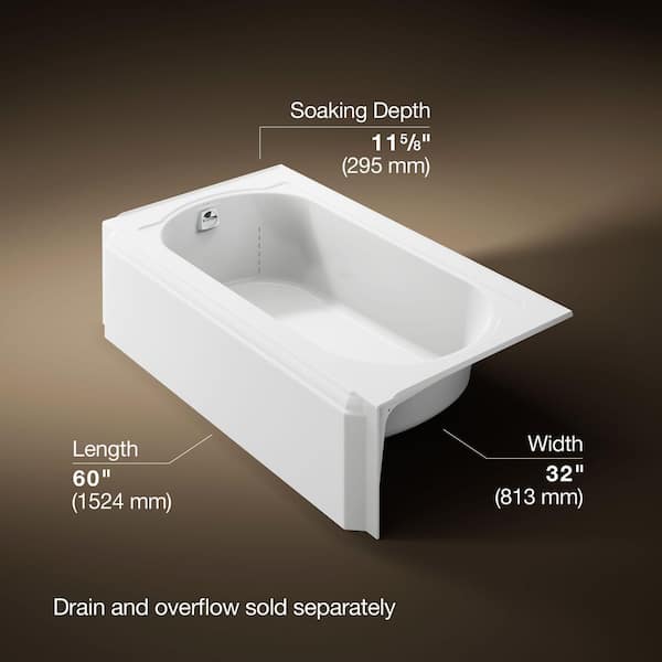 Memoirs 60 in. x 34 in. Alcove Soaking Bathtub with Left-Hand Drain in White