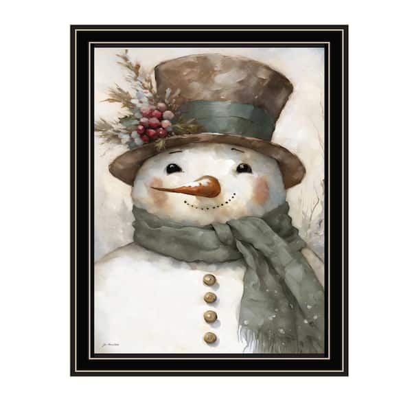 Unbranded Old World Frosty the Snowman in by Jo Moulton 1 Black Framed Holiday Wall Art Print Poster Art Print 14 in. x 18 in.