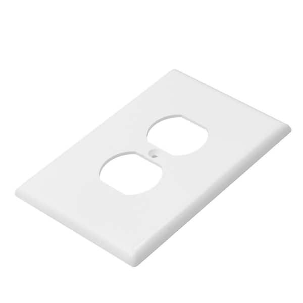 10-Pack 1-Gang White Toggle Plastic Duplex Outlet Covers Wall Plate Polycarbonate Thermoplastic Dual Receptacle