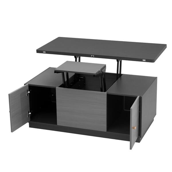 Polibi 47 24 In Gray Rectangle Mdf Lift Top Extendable Coffee Table With Storage Mb G20et G 1