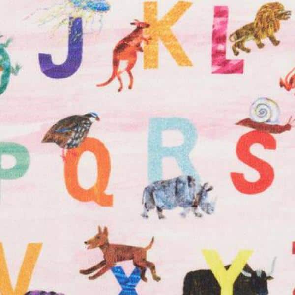 Pink Alphabet Zoo Synthetic Rectangular Kids Area Rug 4' x 6'