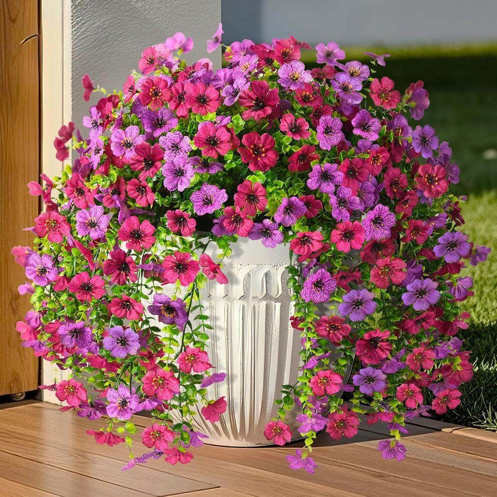 18.9 in. Purple Red 2-Piece Artificial Fake Daisy Hanging Flowers