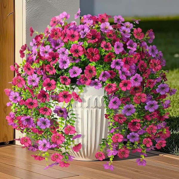 18.9 in. Purple Red 2-Piece Artificial Fake Daisy Hanging Flowers