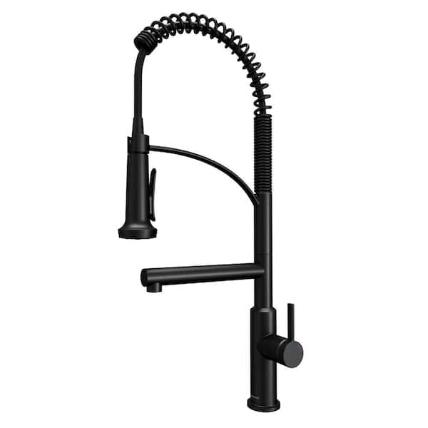 Karran Adlington Single Handle Pull-Down Sprayer Kitchen Faucet in Matte Black