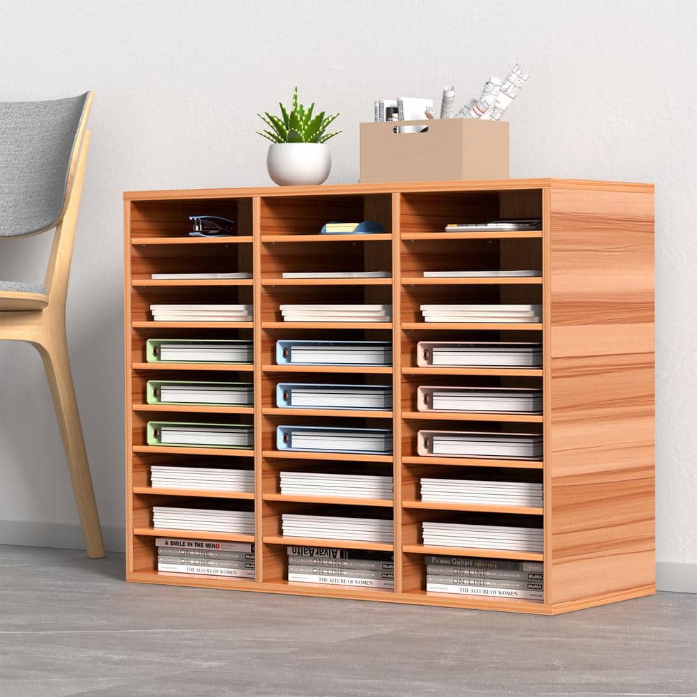 Medium Brown MDF 27-Compartment Literature Organizer