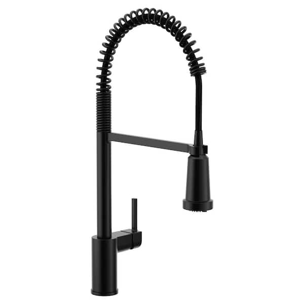 MOEN Align Single Handle Pre-Rinse Spring Pull Down Sprayer Kitchen Faucet with Optional 3- in -1 Water Filtration in Black