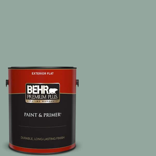 BEHR PREMIUM PLUS 1 gal. #PPU12-05 Lotus Leaf Flat Exterior Paint & Primer
