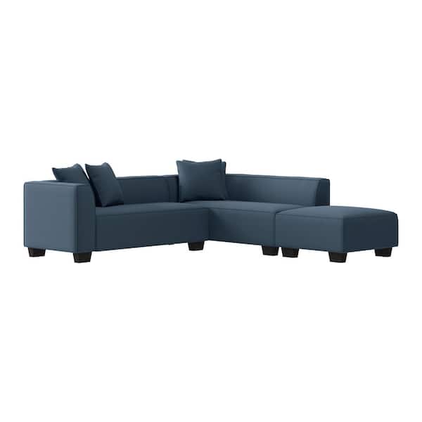 Handy Living Phoenix with Right-Facing Depot Home 3-Piece - 4-Seater Polyester Blue PHX-SEC-CNF55 Caribbean Ottoman The Sofa L-Shaped Sectional