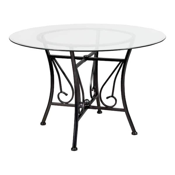 Carnegy Avenue Clear Top Black Frame Dining Table Cga-xu-228551-cl-hd 