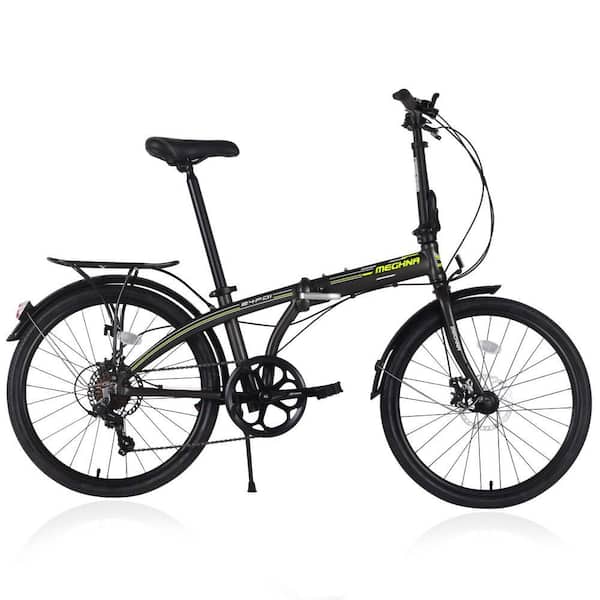 Zeus & Ruta 24 in. Black Aluminum Frame 7-Speed Folding Bike