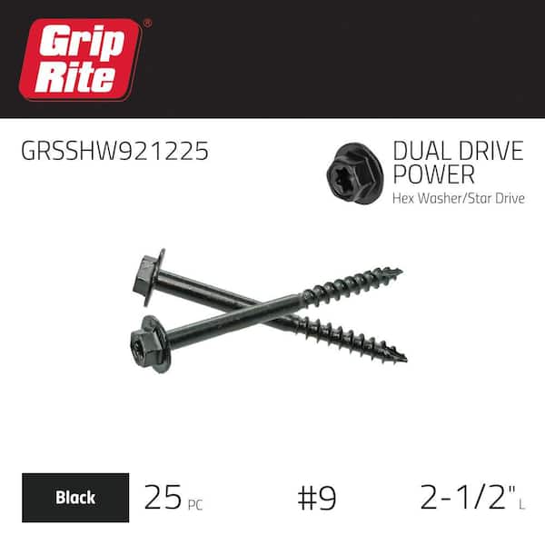 Grip-Rite #9 in. x 2-1/2 in. Star Drive Hex Head Structural Screws