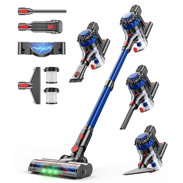 500W Bagless Cordless Stick Vacuum Cleaner 40Kpa Suction 60Min Runtime Anti-Tangle Brush LED Display for Carpet Pet Hair