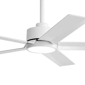 Saul 52 in. Integrated LED Indoor White Ceiling Fan with Light and Remote Control Included