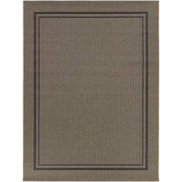 Black 5 ft. x 7 ft. Border Indoor/Outdoor Area Rug