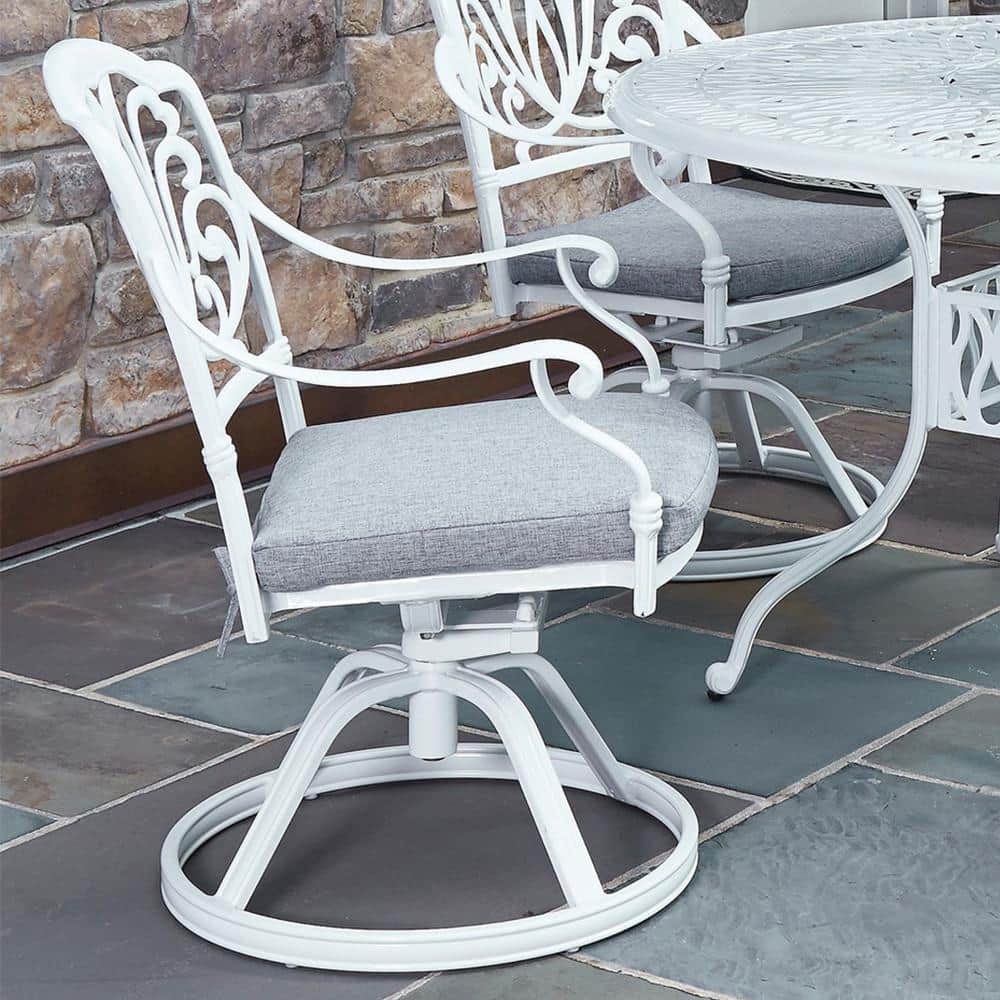 Rustic Refinement White Cast Aluminum Outdoor Chair with Cushions