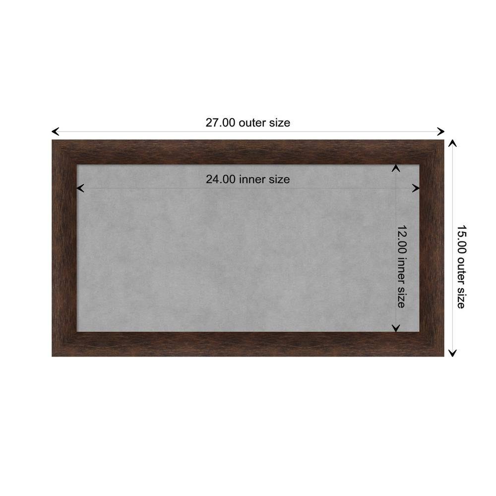Warm Walnut Narrow Framed Magnetic Memo Board 27x15