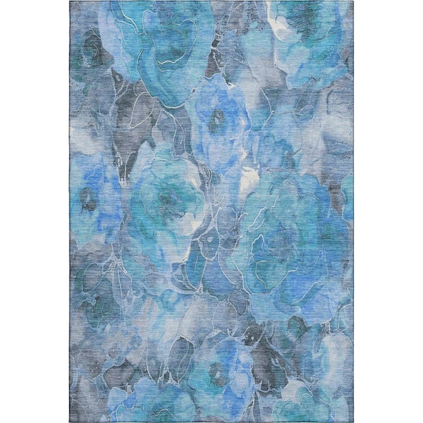 Mayfield Premium Machine Washable Abstract AMF1859 Blue 10 ft. x 14 ft. Area Rug