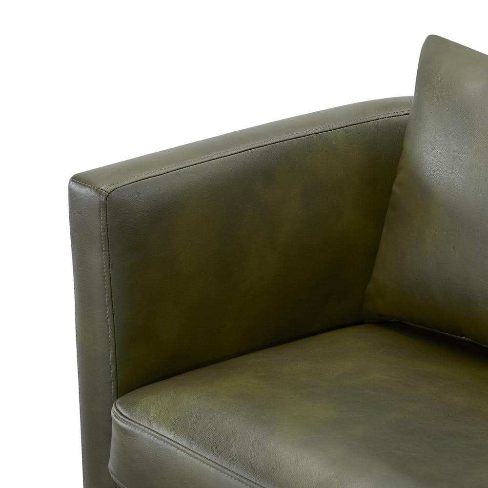 Fern Green Faux Leather Swivel Barrel Chair
