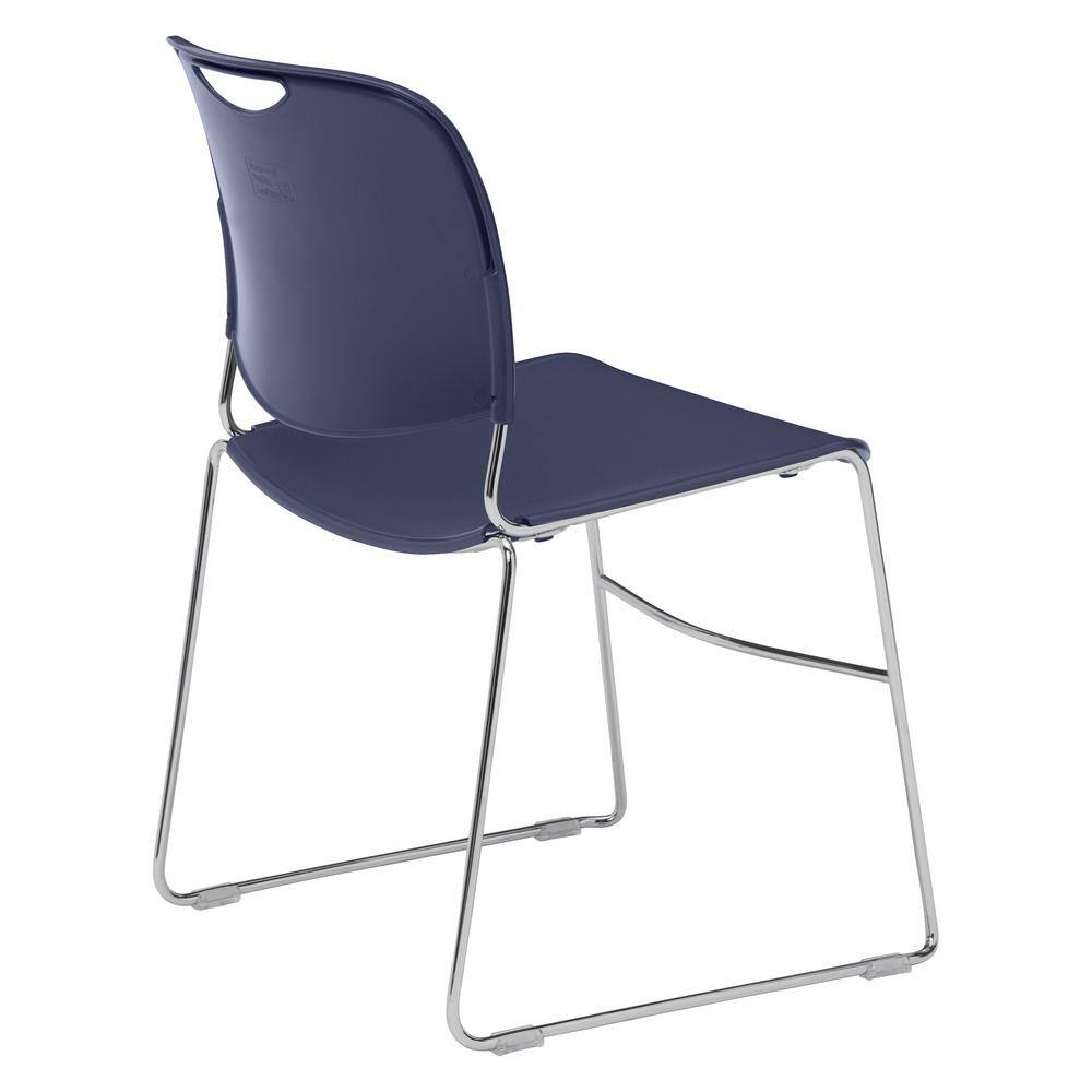 Navy Blue Armless Metal Stacking Chair