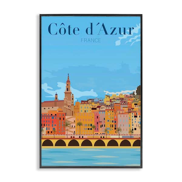 Stupell Industries French Landmark River by Jen Bucheli Black Framed Country Giclee Art Print 18 in. x 12 in.