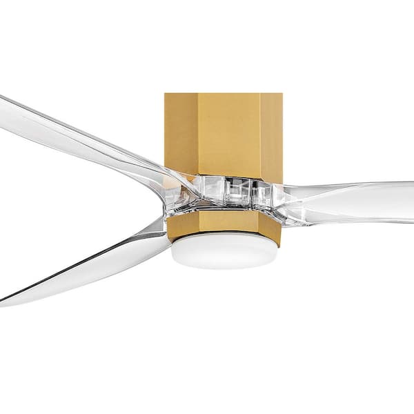 HINKLEY - Facet 60.0 in. Indoor/Outdoor Integrated LED Heritage Brass Ceiling Fan with Remote Control