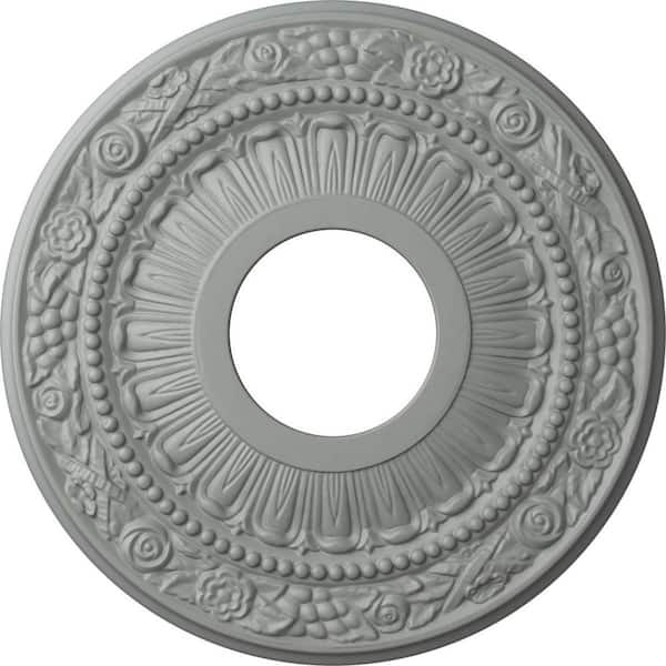 Ekena Millwork 12-1/8" x 3-5/8" I.D. x 7/8" Nadia Urethane Ceiling Medallion (Fits Canopies upto 4-7/8"), Primed White