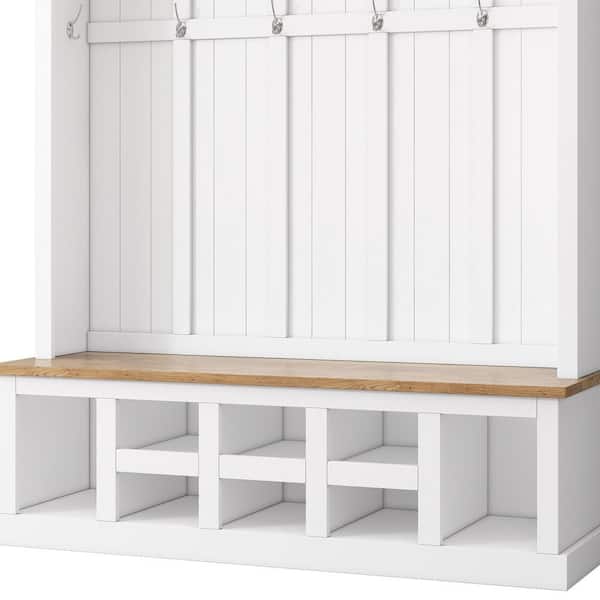 Harper & Bright Designs White 78.8 in. H Modern Hall Tree with