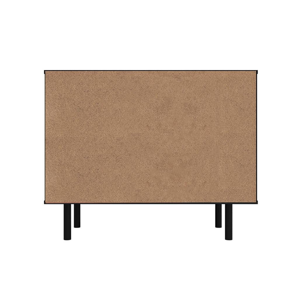 Mid-Century Modern Black and Brown Wood Buffet Sideboard