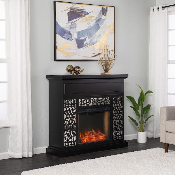 SEI FURNITURE Wansford 45.75 in. Freestanding Metal Electric Fireplace in Black