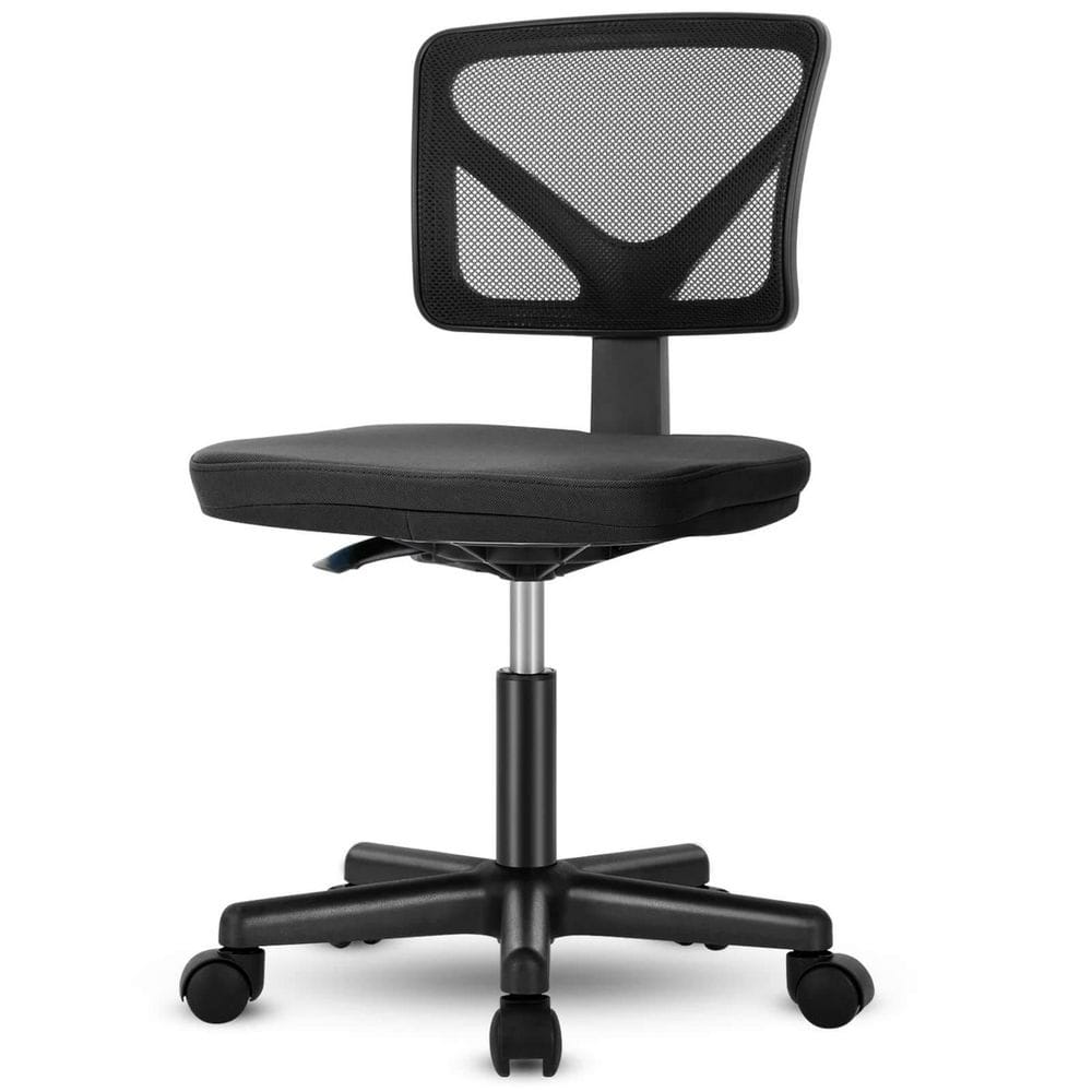 Mesh Low-Back Ergonomic Task Chair in Black, Armless Computer Chair Home Office Desk Chair