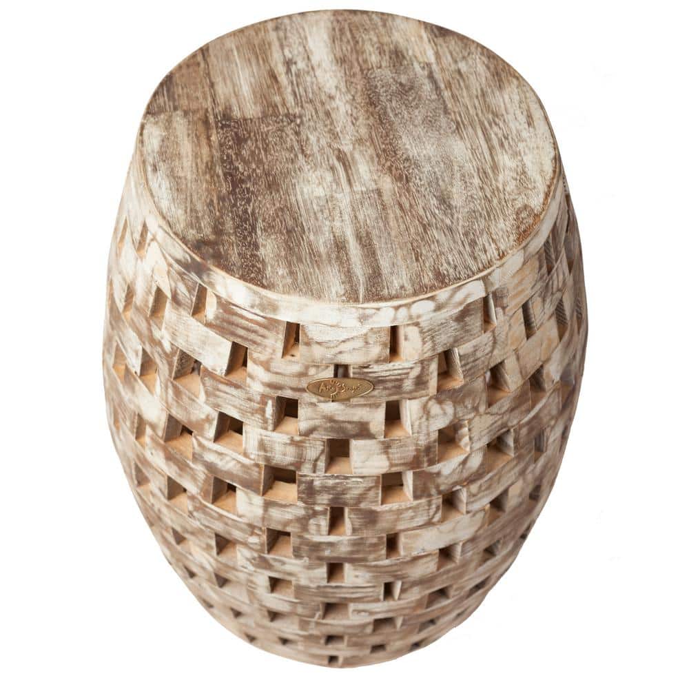 Rustic Natural Reclaimed Wood Oval Garden Stool